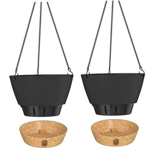 XJKLBYQ Hanging Planters,2Pcs Self Watering Hanging Pots,Indoor Outdoor Hanging Baskets,Plastic Hanging Flower Pot for Home Garden Decor