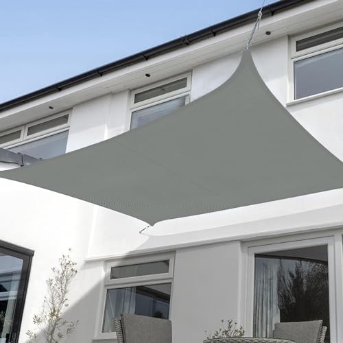 Cekene Sun Shade Sail Waterproof 2x3m Grey Rectangle Garden Sunscreen Awning Canopy with Free Loops 98% UV Block Shade Canopy Cover Outdoor Patio Sail Shade for Deck Lawn Garden Pool