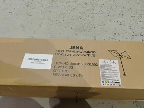 Grand patio Outdoor Umbrella, Versatile Balcony Shade with 360 Degree Roating Parasol, Powder-coated Steel Rectangular Flat Canopy for Deck Apartment Patio, White