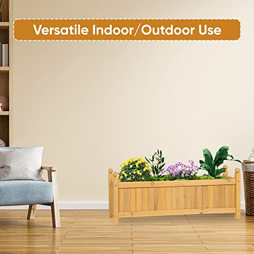 Albert Austin 1x Wooden Planter for Garden Easy to Assemble Weather Resistant Durable Design for Easy Planting Ideal for Indoor Outdoor Use Lightweight Garden Planters for Flowers (Large)