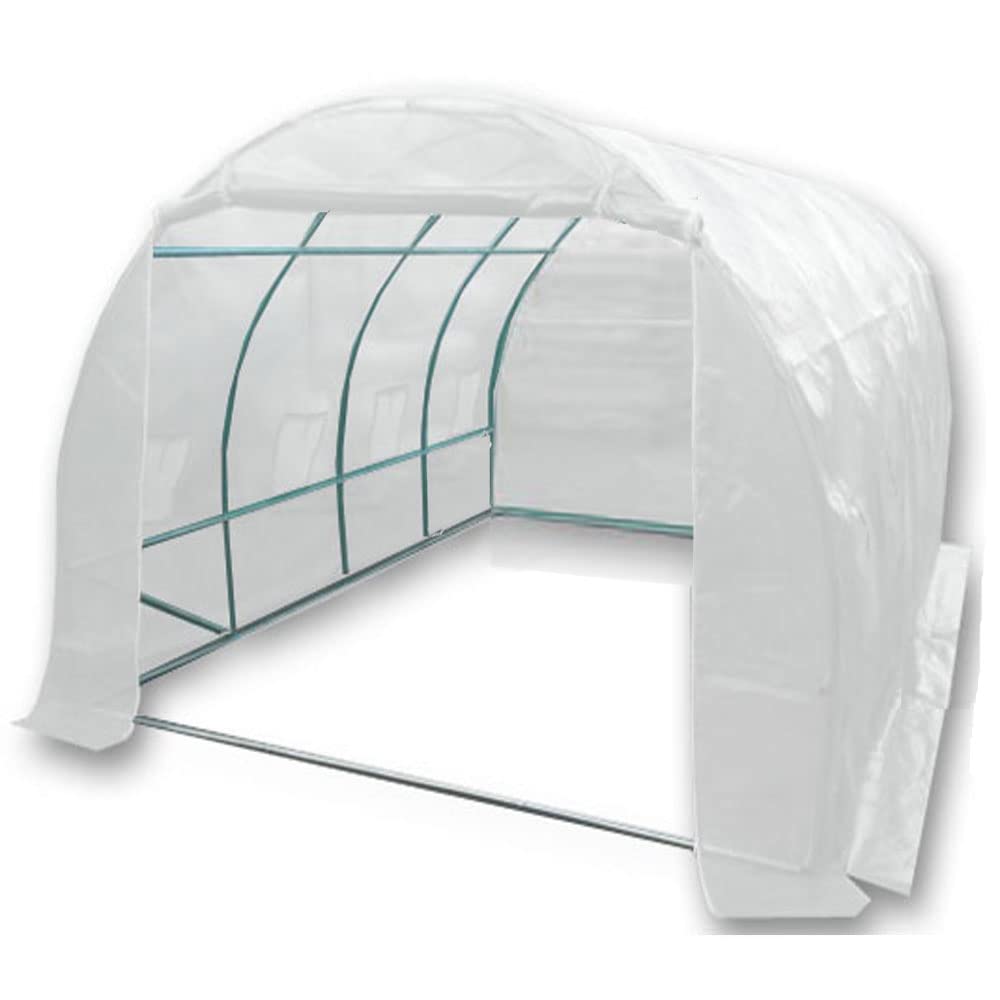 4m x 3m Polytunnel "Strongest In It's Class" a fully Galvanised Structure with more Diagonal & Roof Bracing than all others. Metal Hinged Door | Rear Zippered Wide Access Door | Groundbar Kit.