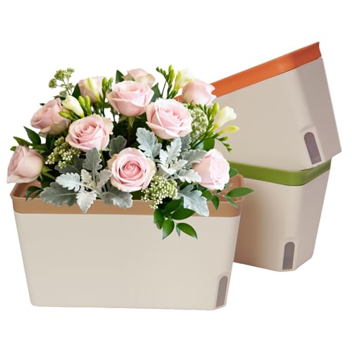 3-Pack Self-Watering Rectangular Herb Planters 10.5in