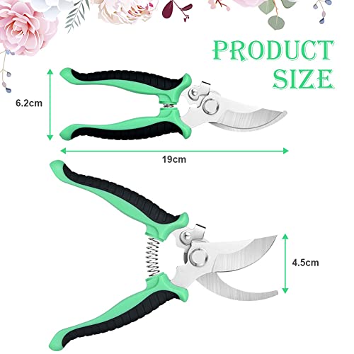 OFFCUP Garden Secateurs, Florist Scissors, Bypass Pruning Shears Professional Secateurs Pruning Scissors Snips with Gloves, Trimmer, Clippers with Locking Handle, Gardening Gifts for Men (Green)