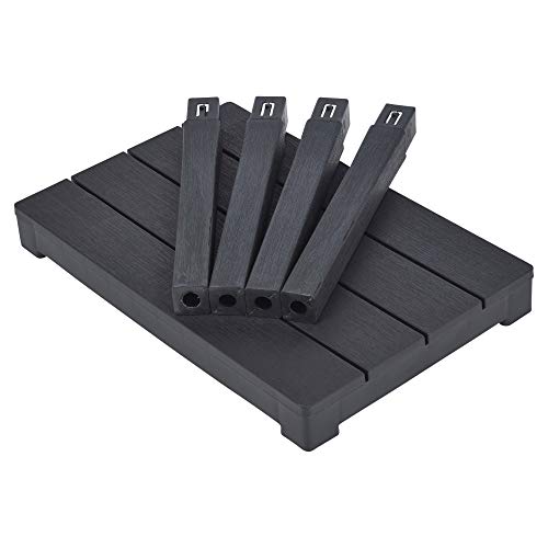 URBNLIVING Black Plastic Garden Outdoor Table/Bench Furniture - 100% Weatherproof