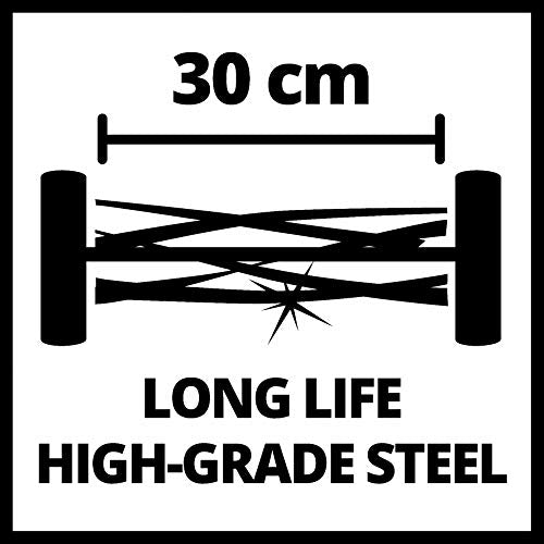 Einhell GC-HM 300 Hand Push Lawnmower -- Manual Lawn-Mower With 30cm Cutting Width, 16L Grass Box, 4 Cutting Height Levels -- Walk-Behind Lawn Mower For Small Gardens, Red & Black