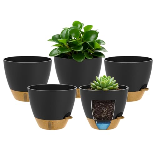 Tel Charme 15cm Self-Watering Plant Pots – 5 Pack