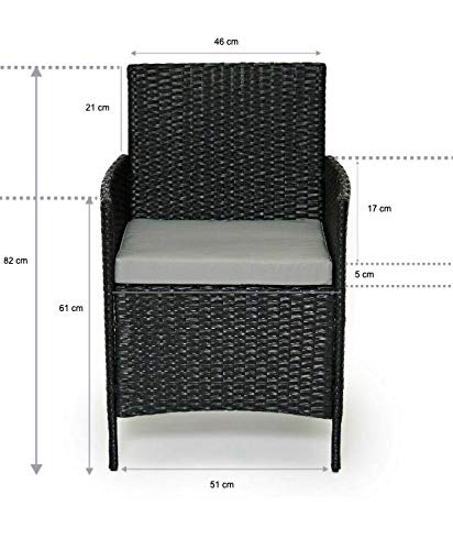 EVRE Black Rattan Garden Furniture Set Patio Conservatory Balcony Indoor Outdoor 4 Seater Piece Glass Top Coffee Table Modular Sofa Loveseat with Cushions