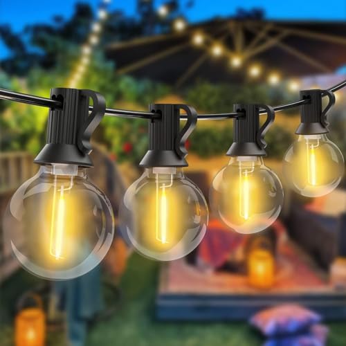 Woolmug 76FT Outdoor Festoon Lights Mains Powered, String Light with 30-3 G40 LED Bulbs, Waterproof & Shatterproof Hanging Globe Patio Lighting for Garden Pergola Wedding Gazebo Backyard Outside