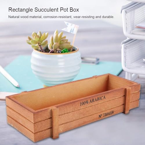 2PCS Wood Planter Box, Rectangle Planter Box Wood Rustic Flower Boxes Windowsill Planter Cactus Succulent Planter Box for Home Outdoor 22.7 * 10 * 4.8cm/8.9 * 3.9 * 1.9in