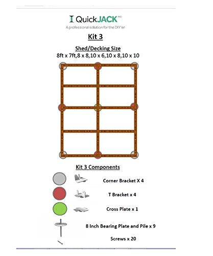 SHED BASE SYSTEM- QUICK JACK FOR SOFT SURFACES- SUITABLE FOR - 10 FT X 8 FT - GARDEN SHED- KIT3