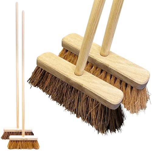 Twin Pack Garden Broom – Stiff & Soft Bristle