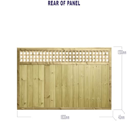 Premier Garden Supplies Urban Fence Panel with Trellis Top Options & Smooth Tongue & Groove Centre [Width: 6ft (183cm|1830mm) x Height: 4ft (120cm|1200mm)] with Premier Square Trellis Top