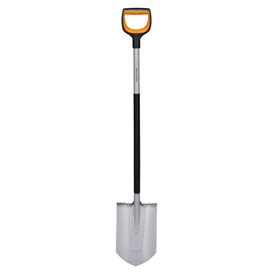 Fiskars Gardening Shovel for hard and rocky soils, Pointy, Length: 120 cm, Reinforced boron steel, Black/Orange, Xact, 1066729