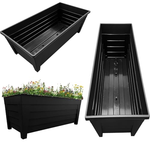 Grosvenor Large Black Trough Planters – Pack of 4
