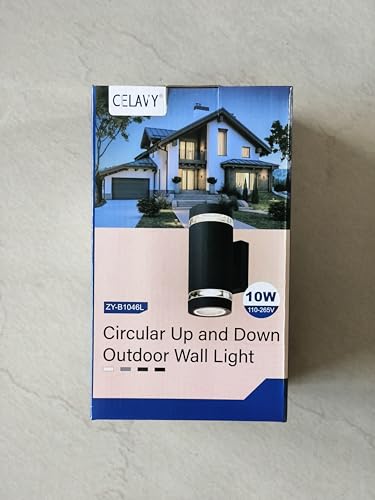 CELAVY Outdoor Wall Lights Up Down, Outside Wall Lights Mains Powered, IP65 Waterproof Porch Light Lamp Modern 3000K Aluminium, Exterior Round LED Front Door Lighting Wall Mounted for House, Grey