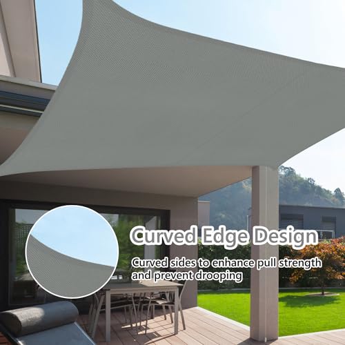 Cekene Sun Shade Sail Waterproof 2x3m Grey Rectangle Garden Sunscreen Awning Canopy with Free Loops 98% UV Block Shade Canopy Cover Outdoor Patio Sail Shade for Deck Lawn Garden Pool