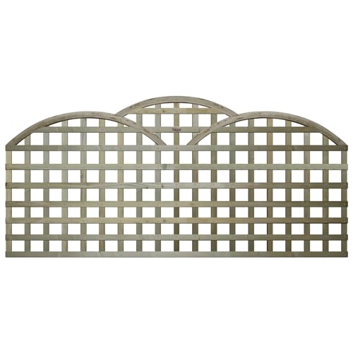 Premier Triple Dome Art Deco Cloud Top PRIVACY Trellis Panel Traditional Fence Topper Wall Plant Climbing Width.6ft (183cm) x Shoulder Height.2ft (60cm) & 85cm Top of Domes 70x70mm Square Holes