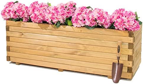 Primrose Pine Raised Flower Bed Trough Planter - Treated Durable Pine & Responsibly Sourced Timber Small 70cm x 35cm (27.5in x 13.75in)