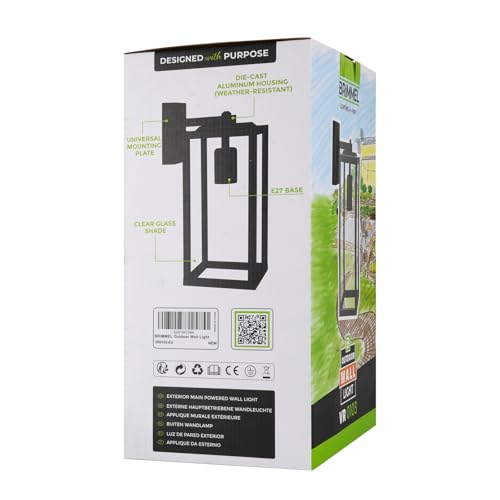 BRIMMEL Outdoor Wall Lights Aluminum Black Lantern Porch Light for Entryway Doorway, Outdoor Wall Lantern with Anti-Rust Sconce Light Fixture with Clear Glass Shade, Matte Black