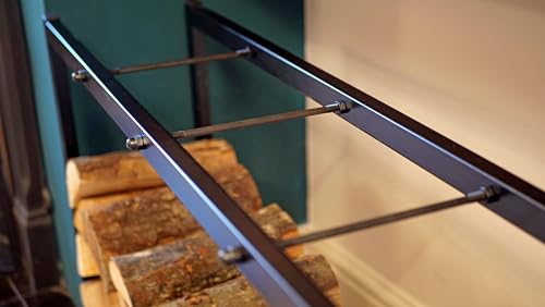 Speedwellstar Firewood Log Rack Store 100x40 cm Storage Large Small Metal Shelf Stand Tall Steel Black Inside & Outside (H 100 x W 40cm)