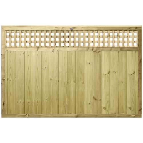 Premier Garden Supplies Urban Fence Panel with Trellis Top Options & Smooth Tongue & Groove Centre [Width: 6ft (183cm|1830mm) x Height: 4ft (120cm|1200mm)] with Premier Square Trellis Top
