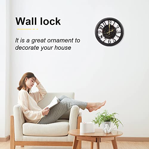 ALEOHALTER Wall Clock, Outdoor Clock Silent Non-Ticking Metal Clock Decorative Clock Hanging for Patio Garden, Pool, Home Office School Kitchen Use(Black)