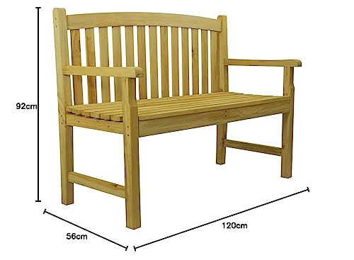Woodside Outdoor Wooden 2 Seater Bench Garden Patio Furniture