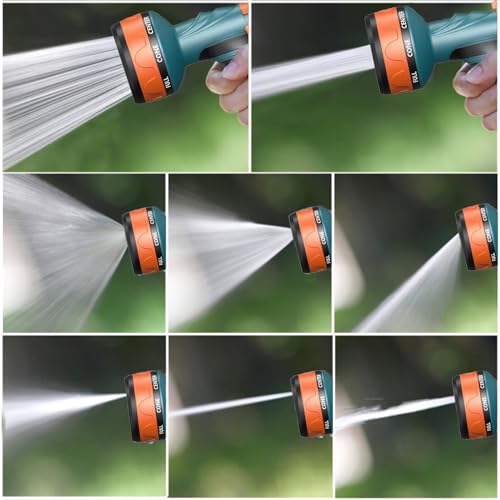 Blue & Orange Garden Hose Gun with 8 Spray Patterns & Flow Control