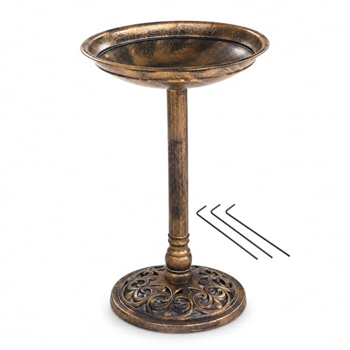 Oypla Traditional Ornamental Pedestal Bird Bath – Bronze