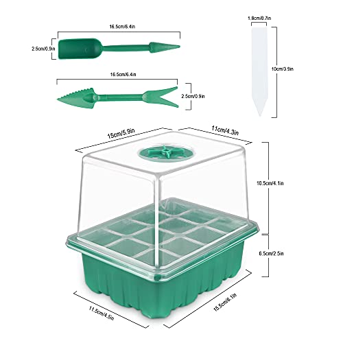BTONGE Upgrade 5 Set Seed Trays with Grow Light for Plants, Propagator Trays with Heightened Lids, LED Full Spectrum Sunlike White Plant Lights, Germination Seedling Starter Kit-USB Powered