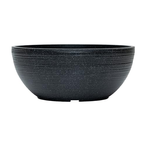 simpa Grooved Speckle Bowl Planter 35cm – Black