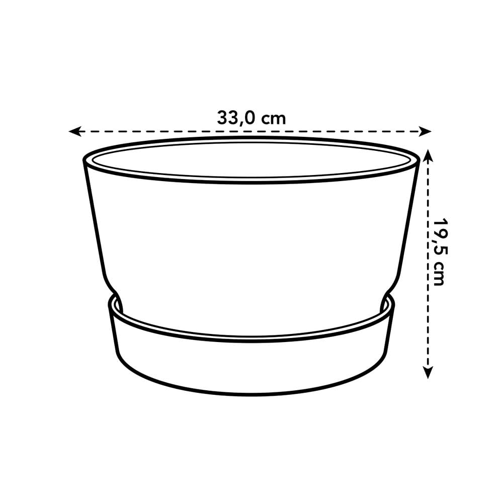 elho Greenville Bowl 33 - Large Plant Pot Outdoor - 100% Recycled Plastic - Ø 32.5 x H 19.4 cm - Beige/Golden Sand