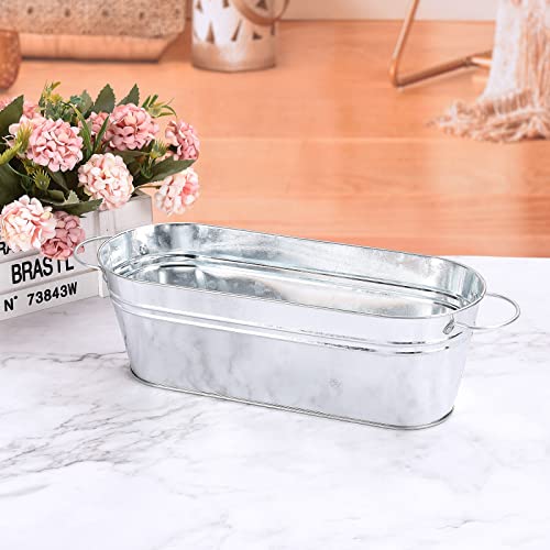 BestAlice 5 Pack Galvanized Planters for Outdoor Plants, Galvanized Oval Planters Tub Galvanized Buckets with Handles, Metal Pail Flower Pot for Indoor Outdoor Decor