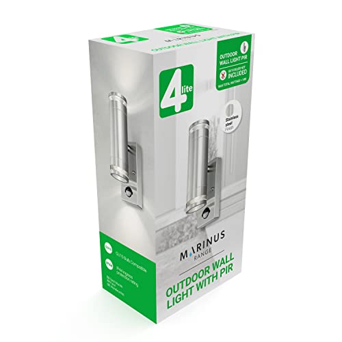 4lite Marinus Outdoor Up Down Wall Light (Stainless Steel) Rust Free IP44 Rated Motion Sensor Exterior Wall Lamp - 4L2/2306-4Yr Guarantee