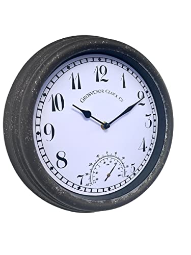HH Home Hut Outdoor Garden Wall Clock Thermometer And Humidity Meter Ornament Weather Resistant 31cm