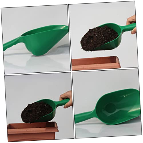 CAXUSD Dirt Spoon Plant Clips Garden Scoop Trowel Mulch Soil Scoop Brush Gardening Handle Garden Puller Tool Shovels Succulent Soil Indoor Planting Dirt Scoop Green Plastic