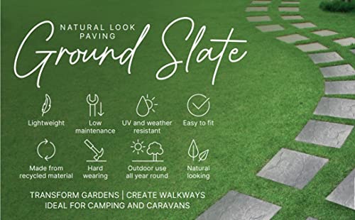 KAM Labelz Black Marble Effect Square Stomping Stone- Set of 10 Slates, Set of 4 Slates and Only 1 Slate| Home Garden Walkway Stomp Stepping Stone Tiles Slate Paving - Hard Wearing