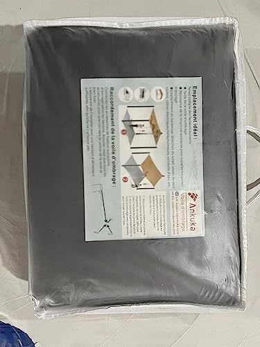 Ankuka Sun Shade Sail 4m x 6m Grey Rectangular Waterproof Garden Sun Sail Outdoor Patio Party Sunscreen Awning Canopy 98% UV Block With Rope