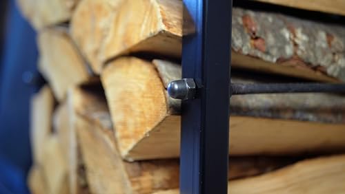 Speedwellstar Firewood Log Rack Store 100x40 cm Storage Large Small Metal Shelf Stand Tall Steel Black Inside & Outside (H 100 x W 40cm)