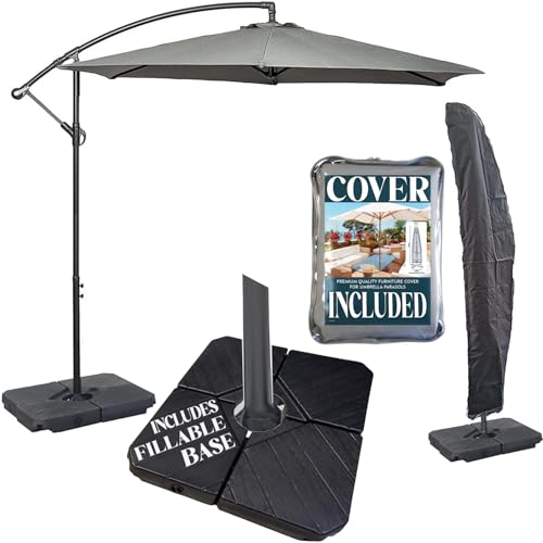 GardenCo 3m Cantilever Parasol with Base & Cover
