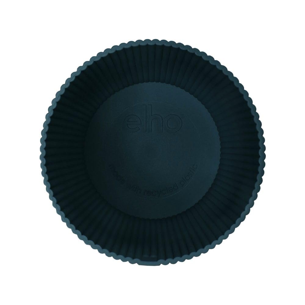 elho Vibes Fold Round 18 - Flower Pot from 100% Recycled Plastic - Indoor plant pot - Ø 18.4 x H 16.8 cm - Blue/Deep Blue