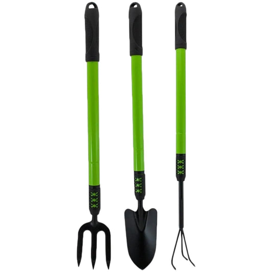 HomeVibe 3PC Telescopic Garden Hand Tool Set – Extendable Gardening Fork, Trowel & Cultivator – Adjustable Handle for Comfortable Planting & Weeding