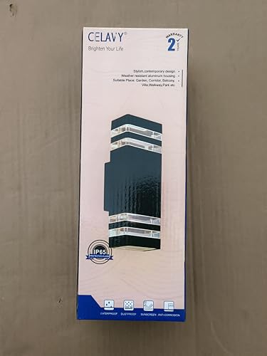 CELAVY Outdoor Wall Lights Mains Powered Outside Up Down Lights, IP65 Waterproof LED Porch Front Door Light, Square GU10 External Modern Lighting Exterior Sconce Lamp for House, Anthracite Grey