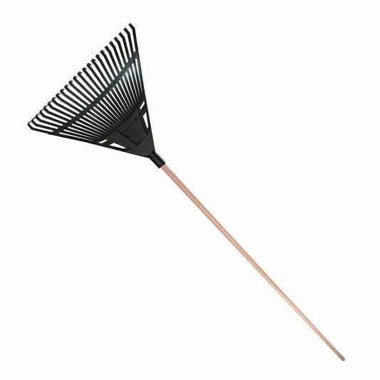Easy Shopping® Garden Lawn Leaf Rake 20 Tooth Tines 150cm Strong Long Handle Lightweight Comfortable Grip Black Blade