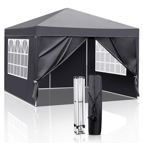 Bonnlo 3x3m Pop Up Gazebo with Sides – Grey