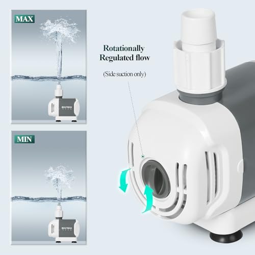 boxtech Adjustable Ultra Quiet Fountain Water Pump, 1500L/H 25W Aquarium Water Pump with Filter for Aquarium, Fish Tank, Pond, Fountains, Pool with 3 Nozzles