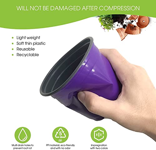 LATERN 50Pcs 15cm Plastic Plant Flower Pots, Purple Lightweight Seed Starting Pots Nursery Seedlings Pots Flower Plant Container (15 x 13cm)