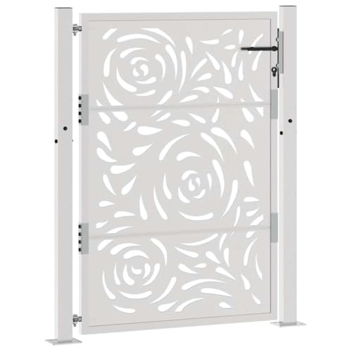 vidaXL Garden Gate - Weathering Steel - Rustic Finish - 105x130 cm - Lockable Steel Entrance Door - Laser-Cut Flame Design