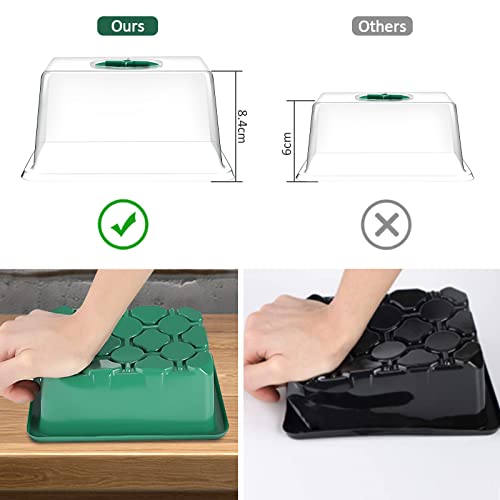 Verdenu 10 Pack Seed Trays, 120 Cells Seedling Trays with Heightened Lids, Plant Germination Trays Kit with Humidity Dome, Seed Propagator Tray Plant Starter for Greenhouse Plant