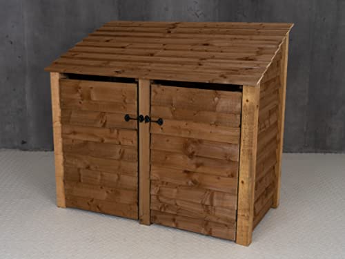 Wooden Log Store 4Ft With Doors (W-146cm, H-126cm, D-88cm), brown finish (Without kindling shelf)